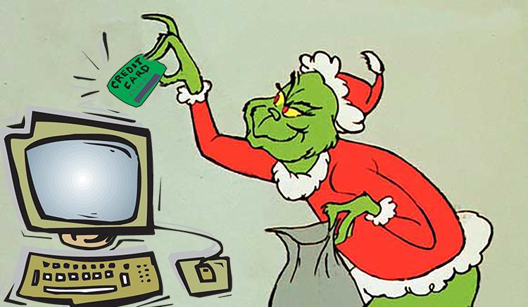 Christmas Grinch stealing credit card information from a computer