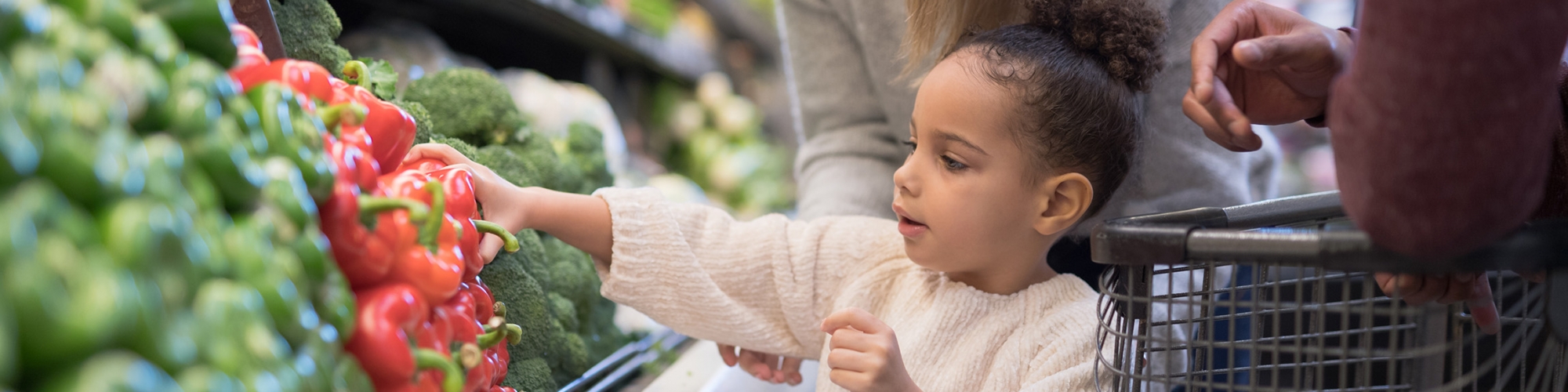 child picking out healthy food